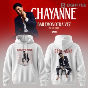 Chayanne Bailemos Otra Vez Tour 2026 White Pullover Hoodie by Eighttee.com Chayanne Bailemos Otra Vez Tour 2026 White Pullover Hoodie