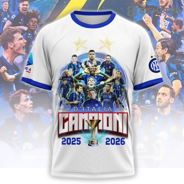Alternative view of Inter Milan Serie A Champions 2026 Celebration T-Shirt
