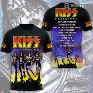 KISS Destroyer 50th Anniversary 2026 Limited Edition 3D TShirt by Eighttee.com KISS Destroyer 50th Anniversary 2026 Limited Edition 3D T-Shirt
