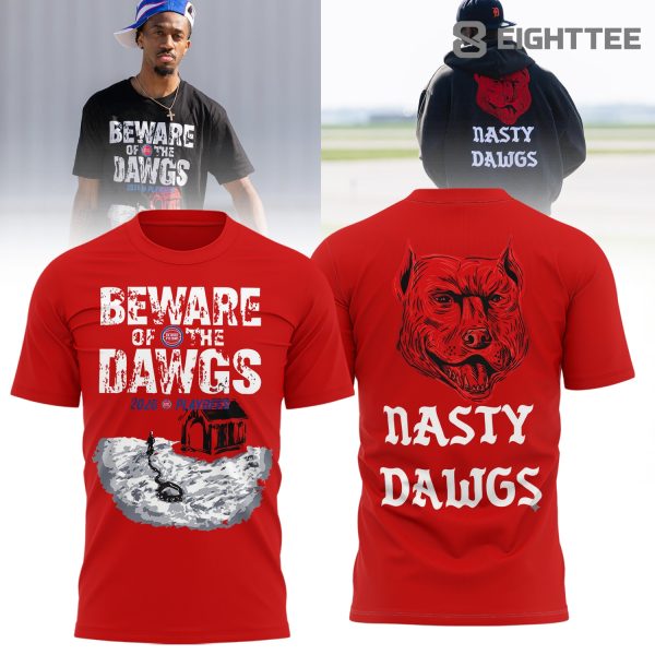 Alternative view of Limited Edition Detroit Pistons BEWARE OF THE DAWGS Shirt V2