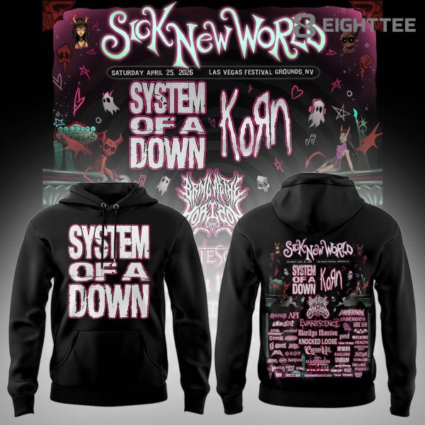 Limited Edition SOAD Tour 2026 SICK NEW WORLD Black Hoodie