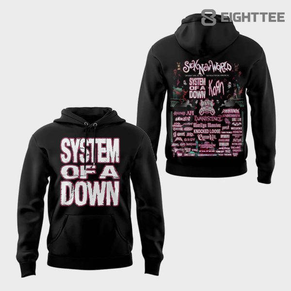 Alternative view of Limited Edition SOAD Tour 2026 SICK NEW WORLD Black Hoodie