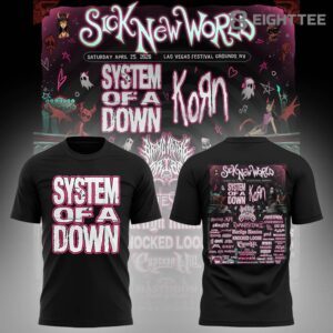 Limited Edition SOAD Tour 2026 SICK NEW WORLD Black Tshirt