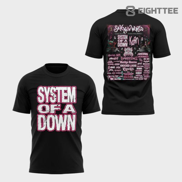 Alternative view of Limited Edition SOAD Tour 2026 SICK NEW WORLD Black Tshirt