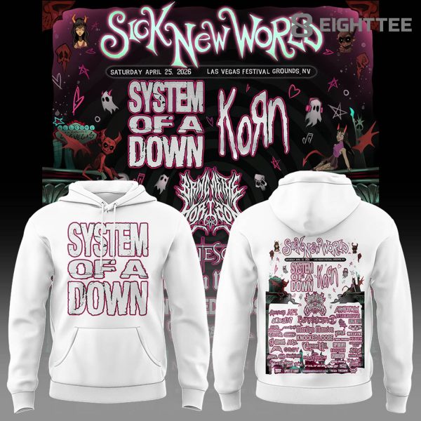 Limited Edition SOAD Tour 2026 SICK NEW WORLD White Hoodie