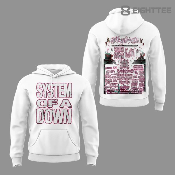 Alternative view of Limited Edition SOAD Tour 2026 SICK NEW WORLD White Hoodie