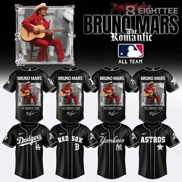 MLB All Team x Bruno Mars The Romantic Tour 2026 Premium Baseball Jersey V2