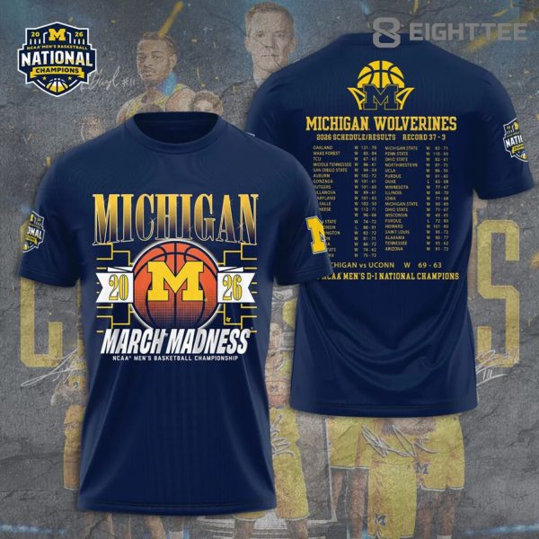 Michigan Wolverines 2026 Men’s Basketball National Champions 3D Tshirt