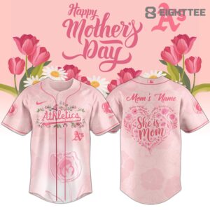 Oakland Athletics Happy Mothers Day 2026 Personalized Jersey by Eighttee.com Oakland Athletics Happy Mother’s Day 2026 Personalized Jersey