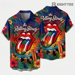 The Rolling Stones Tongue and Lips Tropical Hawaiian Shirt
