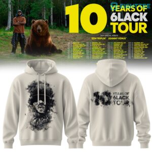 6LACK 10 Years of 6LACK World Tour Hoodie by Eighttee.com 6LACK "10 Years of 6LACK" World Tour Hoodie