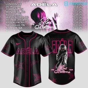 Adla The Red Bottoms Tour 2026 Baseball Jersey by Eighttee.com Adéla The Red Bottoms Tour 2026 Baseball Jersey