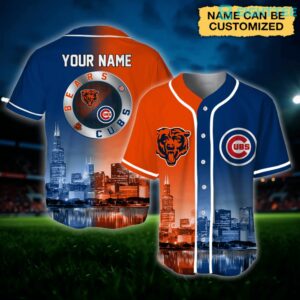 Chicago Bears x Chicago Cubs - 3D Baseball Jersey
