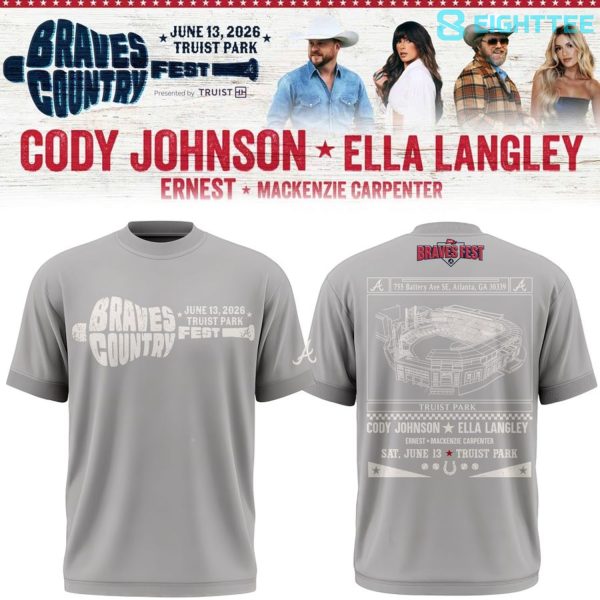 Cody Johnson x Ella Langley Braves Country Fest Grey Shirt