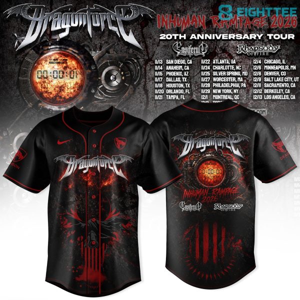 DragonForce Inhuman Rampage 20th Anniversary Baseball Jersey