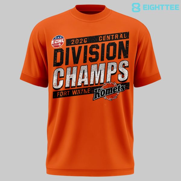 Alternative view of Fort Wayne Komets 2026 Central Division Champions Orange Shirt