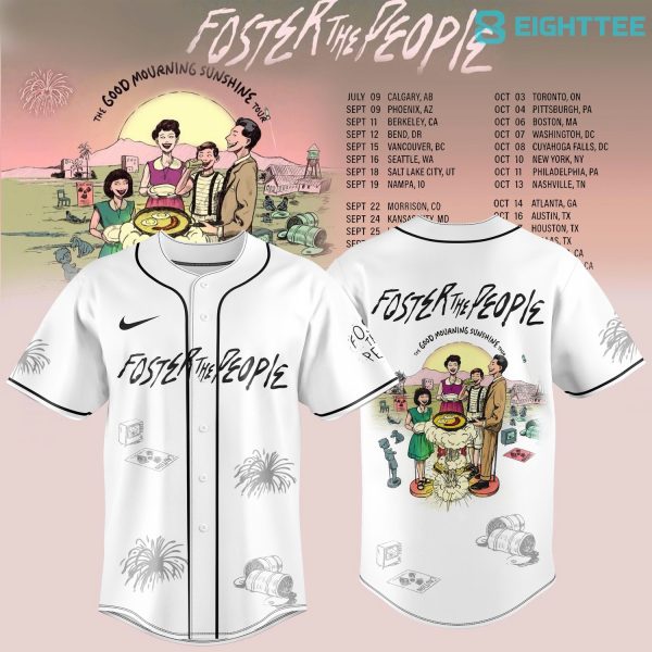 Alternative view of Foster The People THE GOOD MOURNING SUNSHINE TOUR 2026 Baseball Jersey
