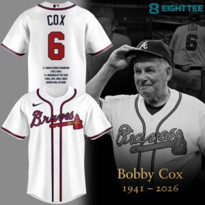 In Memory Bobby Cox Atlanta Braves 6 Jersey by Eighttee.com In Memory Bobby Cox Atlanta Braves #6 Jersey