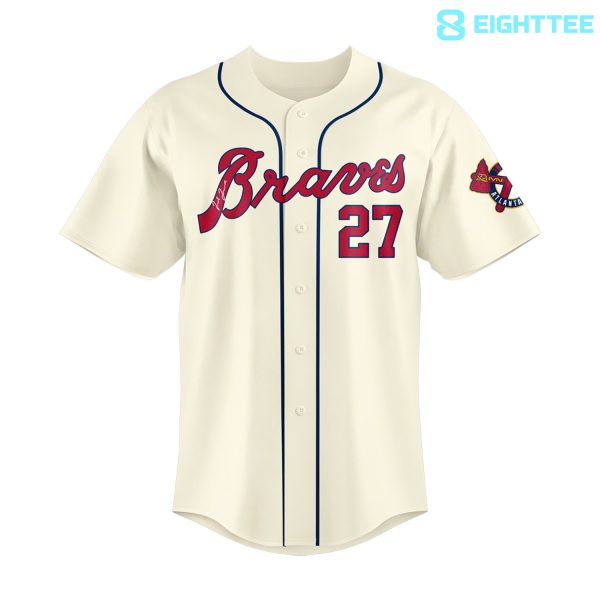 Alternative view of In Memory Ted Turner Atlanta Braves #27 Jersey