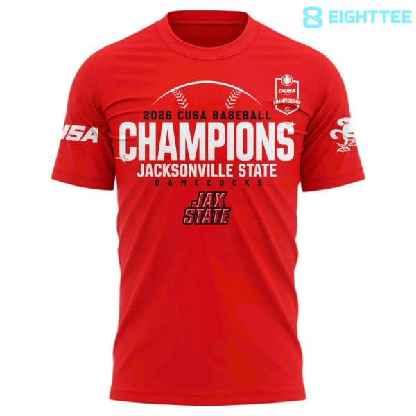Alternative view of Jacksonville State Gamecocks baseball 2026 Conference USA Champions T-Shirt v2