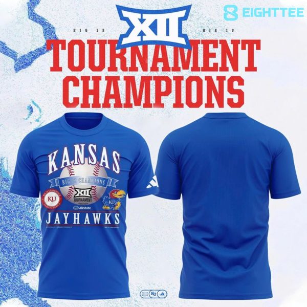 Kansas Jayhawks Blue 2026 Big 12 Baseball Tournament Champions Shirt