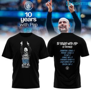 Manchester City Thank you Pep 10 Years with Pep Shirt by Eighttee.com Manchester City Thank you Pep "10 Years with Pep" Shirt