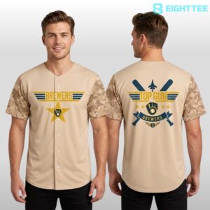 Milwaukee Brewers Top Gun Night 2026 Baseball Jersey by Eighttee.com Milwaukee Brewers Top Gun Night 2026 Baseball Jersey