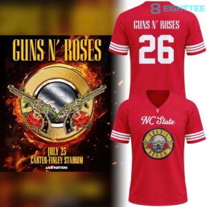 NC State Football x Guns N Roses World Tour 2026 Limited Jersey by Eighttee.com NC State Football x Guns N’ Roses World Tour 2026 Limited Jersey