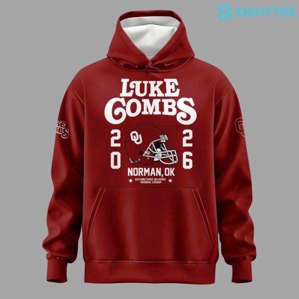 Alternative view of Oklahoma Sooners x Luke Combs 2026 Saturday Night Tour Red Hoodie