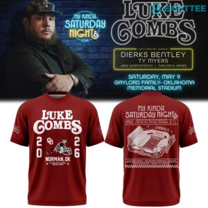 Oklahoma Sooners x Luke Combs My Kinda Saturday Night Tour 2026 Red Graphic T-Shirt