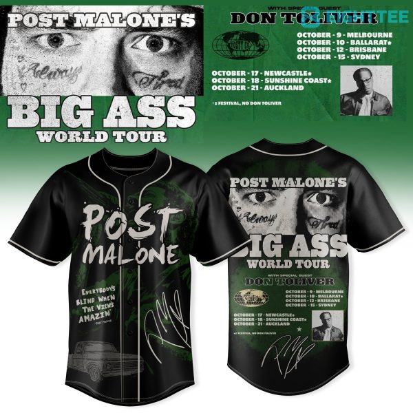 Post Malone Big Ass World Tour Vintage Baseball Jersey