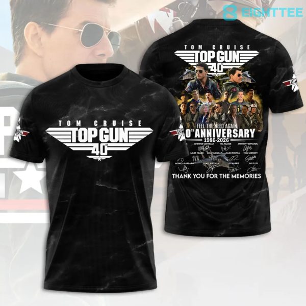 Tom Cruise Top Gun 40th Anniversary 1986-2026 I Feel The Need The Need For Speed Tshirt