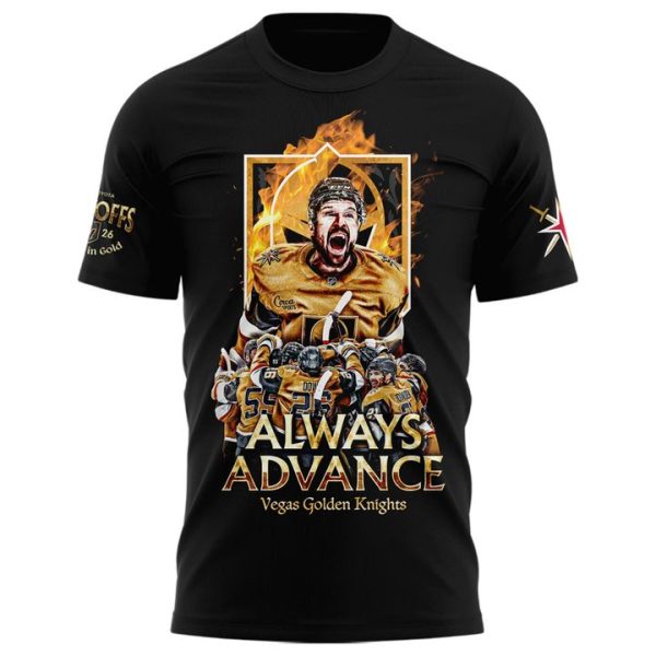 Alternative view of Vegas Golden Knights "Forged in Gold" Playoffs 2026 T-Shirt