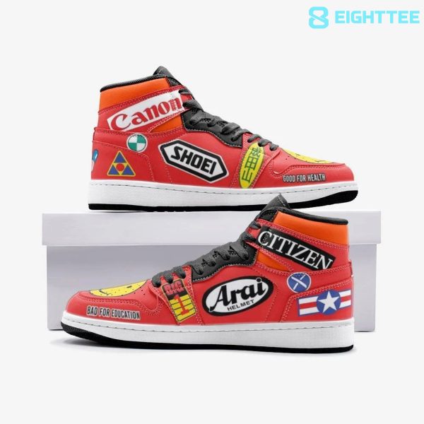 AKIRA Kaneda Bike Red High Top PU Leather Sneakers | Shoei Canon Anime Shoes for Women Men