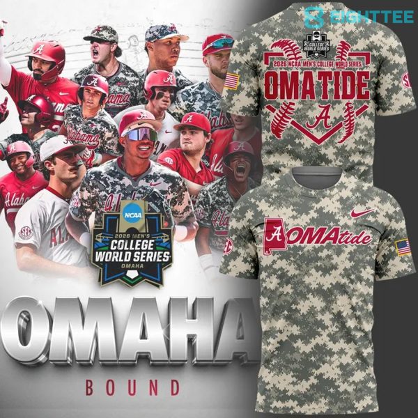 Alabama Crimson Tide 2026 Baseball College World Series OmaTide Camo T-Shirt
