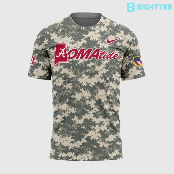Alternative view of Alabama Crimson Tide 2026 Baseball College World Series OmaTide Camo T-Shirt