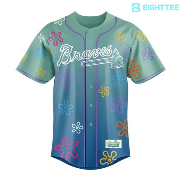 Alternative view of Atlanta Braves 2026 Spongebob Night Special Baseball Jersey