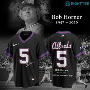 Atlanta Braves Bob Horner Forever Black Baseball Jersey
