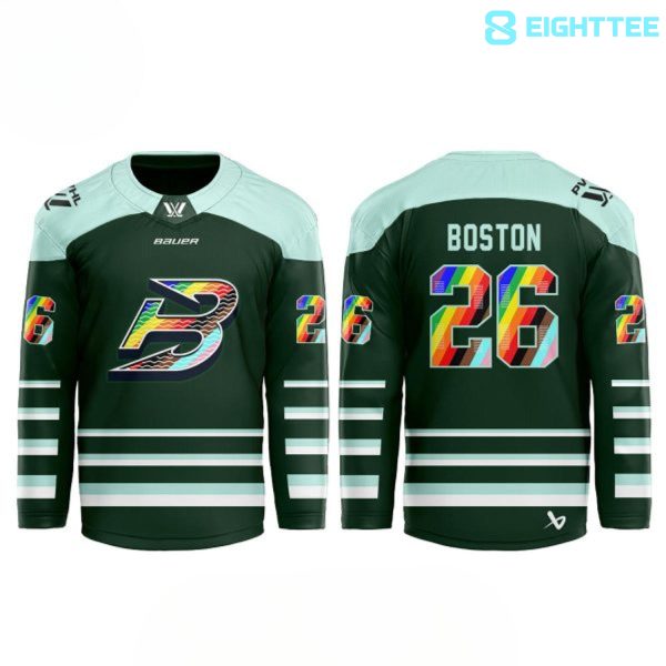 Alternative view of Boston Fleet Pride Month 2026 PWHL Game Custom Hockey Jersey