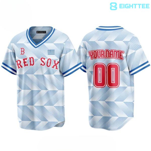 Alternative view of Boston Red Sox Greek American Celebration Night 2026 Custom Baseball Jersey