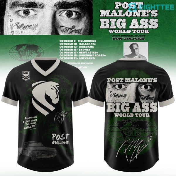 Brisbane Broncos x Post Malone Big Ass World Tour 2026 Football Jersey