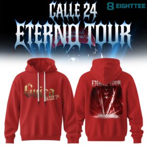 Calle 24 Eterno Tour 2026 Red Hoodie by Eighttee.com Calle 24 Eterno Tour 2026 Red Hoodie