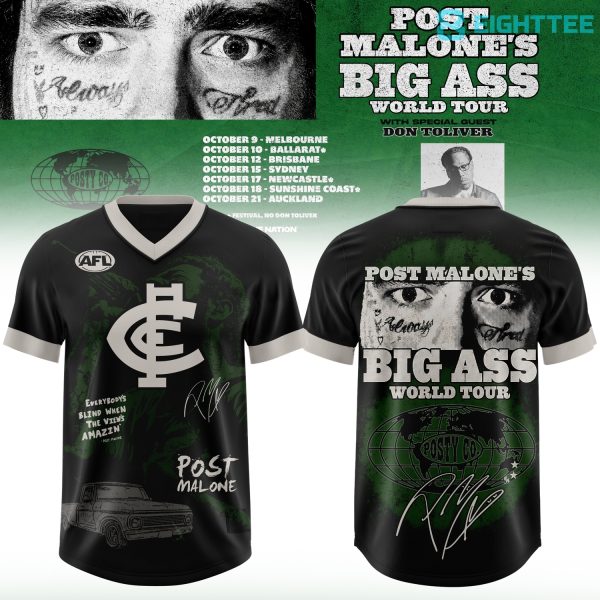 Carlton Blues Football x Post Malone Big Ass World Tour 2026 Football Jersey