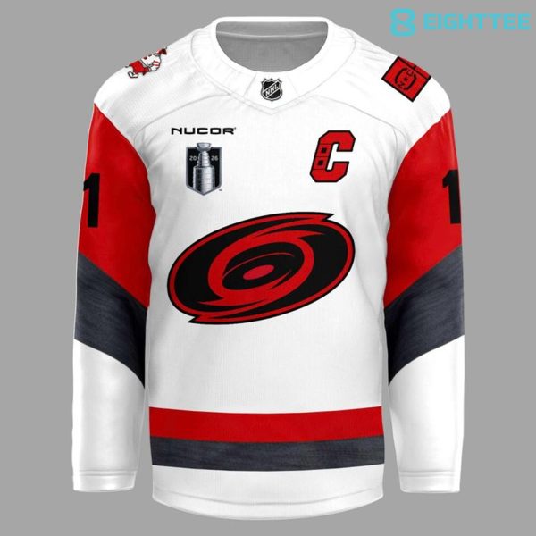 Alternative view of Carolina Hurricanes 2026 Stanley Cup MVP Jordan Staal Special Jersey
