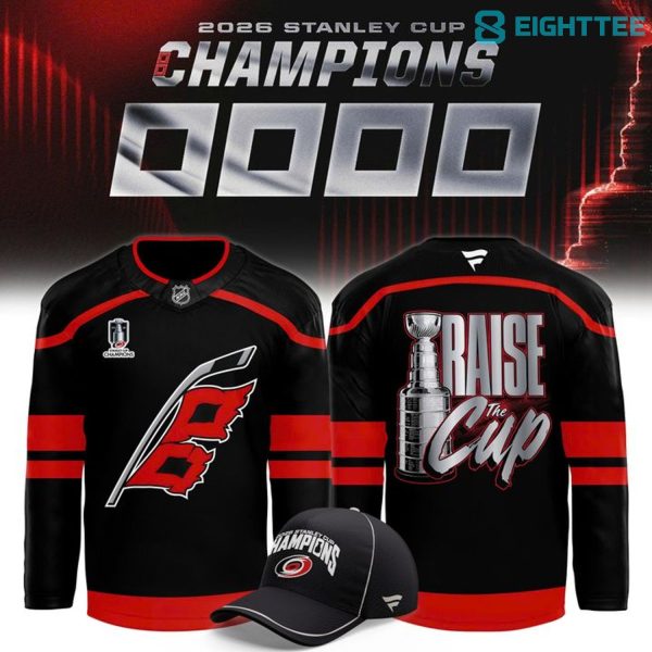 Carolina Hurricanes Black 2026 Stanley Cup Champions "Raise The Cup" Jersey