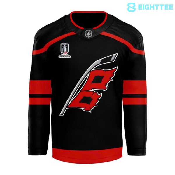Alternative view of Carolina Hurricanes Black 2026 Stanley Cup Champions "Raise The Cup" Jersey