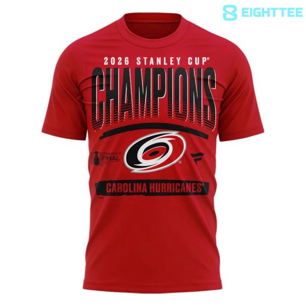 Alternative view of Carolina Hurricanes Red 2026 Stanley Cup Champions Signature Roster Shirt