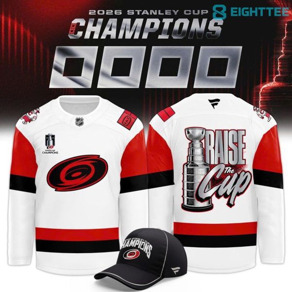 Carolina Hurricanes White 2026 Stanley Cup Champions "Raise The Cup" Jersey