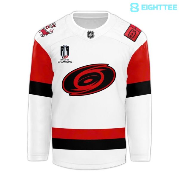 Alternative view of Carolina Hurricanes White 2026 Stanley Cup Champions "Raise The Cup" Jersey