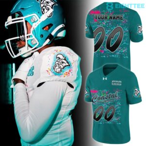 Coastal-Carolina-Chanticleers-Worn-Airbrush-Custom-Football-Jersey-Green-1.jpg Coastal Carolina Chanticleers Worn Airbrush Custom Football Jersey - Green